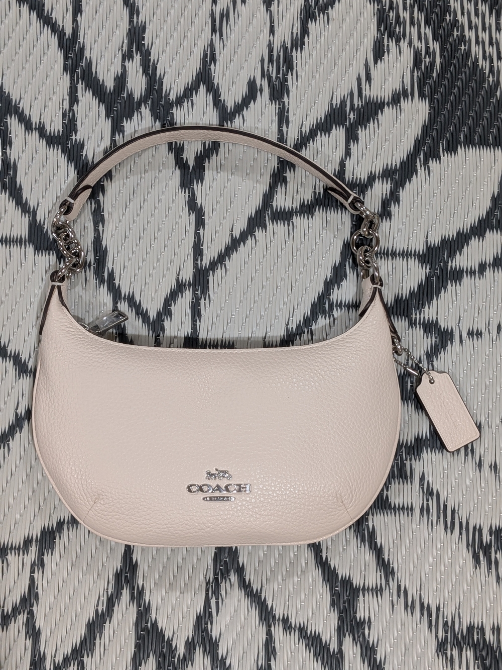 Coach Mini Payton Leather Crescent Shoulder Bag Chalk White_Excellent Condition